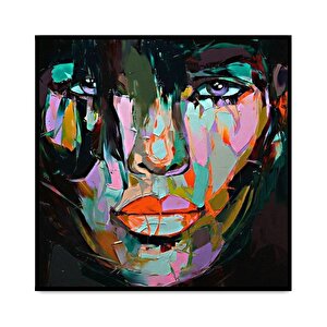 Face Yağlı Boya Dokulu Tablo Siyah Çerçeve 100x100 cm