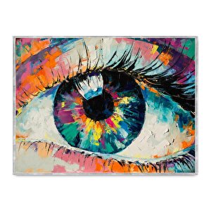 Göz Yağlı Boya Dokulu Tablo Gümüş Çerçeve 50x70 cm