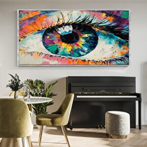 Göz Yağlı Boya Dokulu Tablo Gümüş Çerçeve 60x90 cm