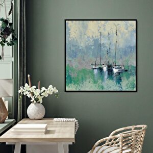 Windjammer Yağlı Boya Dokulu Tablo Siyah Çerçeve 120x120 cm
