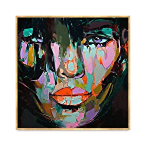 Face Yağlı Boya Dokulu Tablo Gold Çerçeve 80x80 cm