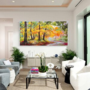 Orman Yolu Yağlı Boya Dokulu Tablo Gümüş Çerçeve 90x120 cm