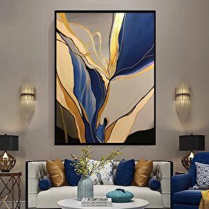Elegant Navy Yağlı Boya Dokulu Tablo Siyah Çerçeve 90x120 cm