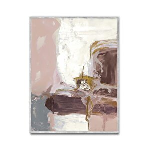 Pink Üçlü Set Yağlı Boya Dokulu Tablo Gümüş Çerçeve 60x90 cm