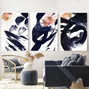 Navy Üçlü Set Yağlı Boya Dokulu Tablo Çerçevesiz 60x90 cm