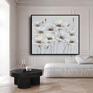 Nove Fiori Yağlı Boya Dokulu Tablo Siyah Çerçeve 50x50 cm