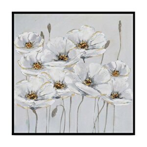 Nove Fiori Yağlı Boya Dokulu Tablo Siyah Çerçeve 50x50 cm