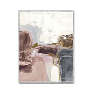 Pink Üçlü Set Yağlı Boya Dokulu Tablo Gümüş Çerçeve 90x120 cm