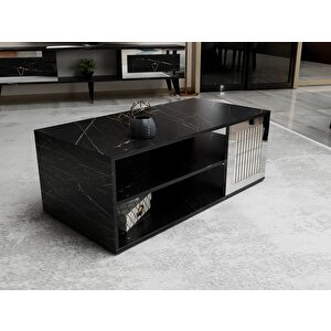 Baredh Lazer Desenli 90 Cm Orta Sehpa Royalmermer Efesmermer Gümüş Haki