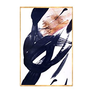 Navy Üçlü Set Yağlı Boya Dokulu Tablo Gold Çerçeve 50x70 cm