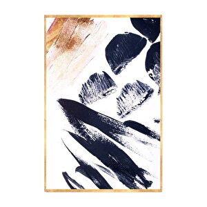Navy Üçlü Set Yağlı Boya Dokulu Tablo Gold Çerçeve 50x70 cm
