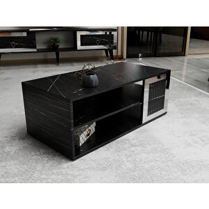 Baredh Lazer Desenli̇ 90 Cm Orta Sehpa Royalmermer Gümüş Gümüş