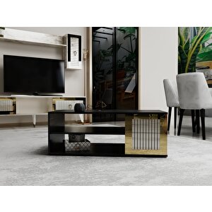 Baredh Lazer Desenli̇ 90 Cm Orta Sehpa Royalmermer Efesmermer Altin Çok Renkli