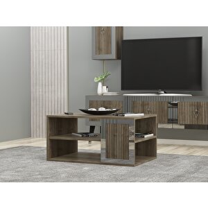 Baredh Lazer Desenli̇ 90 Cm Orta Sehpa Cevi̇z Gümüş Ceviz