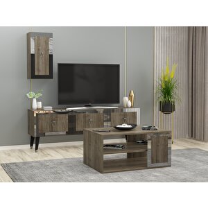 Baredh Lazer Desenli̇ 90 Cm Orta Sehpa Cevi̇z Gümüş Ceviz