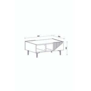 Baredh Lazer Desenli̇ 90 Cm Orta Sehpa Beyaz Altin