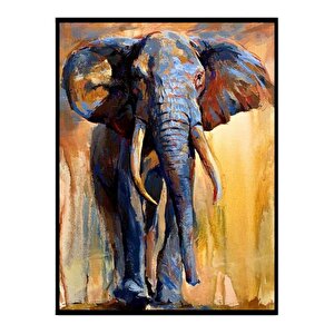 Elephant Yağlı Boya Dokulu Tablo Siyah Çerçeve 100x150 cm