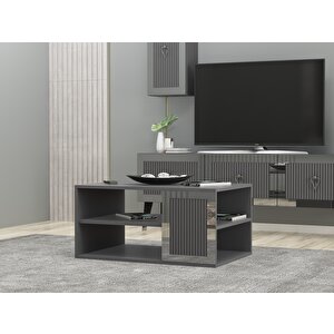 Baredh Lazer Desenli̇ 90 Cm Orta Sehpa Antrasi̇t Gümüş Gri