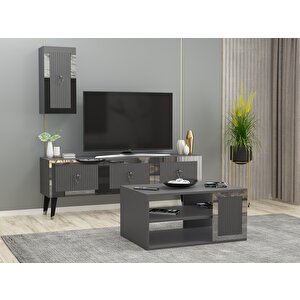 Baredh Lazer Desenli̇ 90 Cm Orta Sehpa Antrasi̇t Gümüş Gri