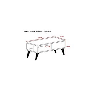 Baredh Lazer Desenli̇ 90 Cm Orta Sehpa Antrasi̇t Gümüş