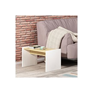 Spri̇ngdh Yan-orta Sehpa Beyaz Safi̇rmeşe Meşe