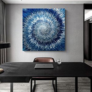 Abstract Blue Yağlı Boya Dokulu Tablo Çerçevesiz 100x100 cm