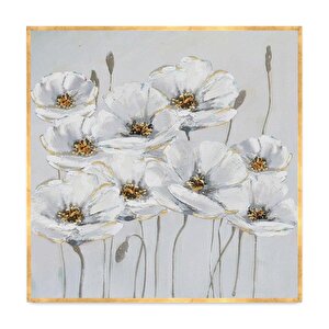 Nove Fiori Yağlı Boya Dokulu Tablo Gold Çerçeve 100x100 cm