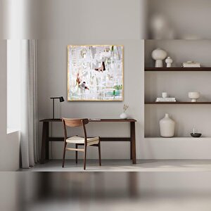 Budova Yağlı Boya Dokulu Tablo Gold Çerçeve 120x120 cm