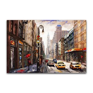 New York City Yağlı Boya Dokulu Tablo Çerçevesiz 75x100 cm