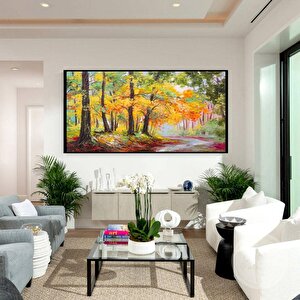 Orman Yolu Yağlı Boya Dokulu Tablo Siyah Çerçeve 50x70 cm