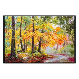 Orman Yolu Yağlı Boya Dokulu Tablo Siyah Çerçeve 50x70 cm