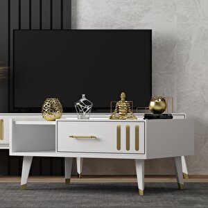 Junesdh 90 Cm Orta Sehpa Beyaz Beyaz