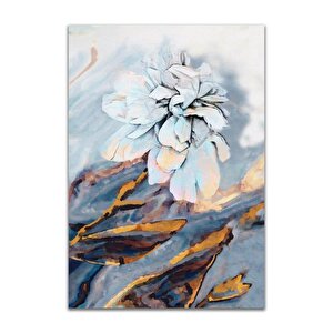 Beyaz Çiçekler Üçlü Set Yağlı Boya Dokulu Tablo Çerçevesiz 100x150 cm