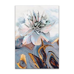 Beyaz Çiçekler Üçlü Set Yağlı Boya Dokulu Tablo Çerçevesiz 100x150 cm
