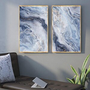 Magulo İkili Set Yağlı Boya Dokulu Tablo Gold Çerçeve 60x90 cm