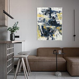 Plava Yağlı Boya Dokulu Tablo Siyah Çerçeve 75x100 cm
