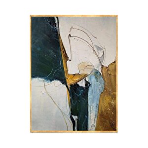 Petrol Green Yağlı Boya Dokulu Tablo Gold Çerçeve 100x150 cm