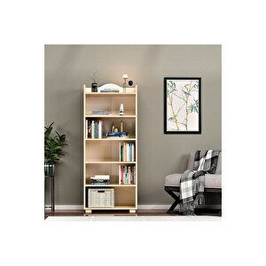 Wisedh 6 Raflı Kitaplık Safirmeşe Meşe