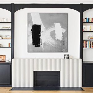 Grey Bw Yağlı Boya Dokulu Tablo Çerçevesiz 80x80 cm