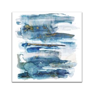 Mavi Beyaz İkili Set Yağlı Boya Dokulu Tablo Çerçevesiz 80x80 cm
