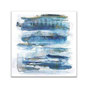 Mavi Beyaz İkili Set Yağlı Boya Dokulu Tablo Çerçevesiz 80x80 cm