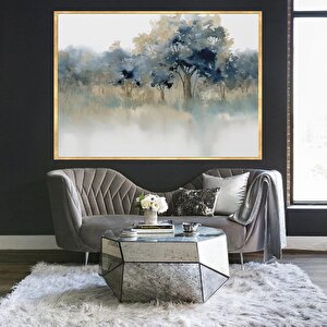 Watercolor Tree Yağlı Boya Dokulu Tablo Gold Çerçeve 50x70 cm