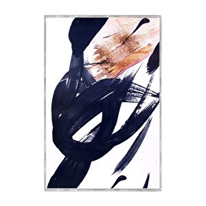 Navy Üçlü Set Yağlı Boya Dokulu Tablo Gümüş Çerçeve 75x100 cm