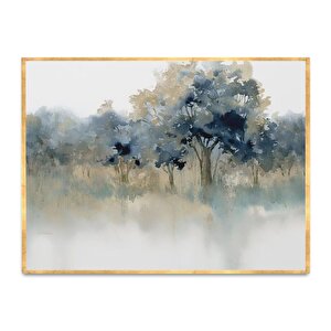 Watercolor Tree Yağlı Boya Dokulu Tablo Gold Çerçeve 60x90 cm