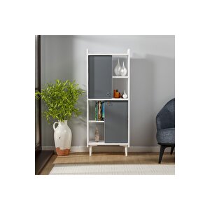 Leedsdh Ki̇taplik Ve Çok Amaçli Dolap Beyaz Antrasi̇t Beyaz
