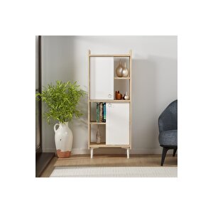 Leedsdh Ki̇taplik Ve Çok Amaçli Dolap Safi̇rmeşe Beyaz Meşe