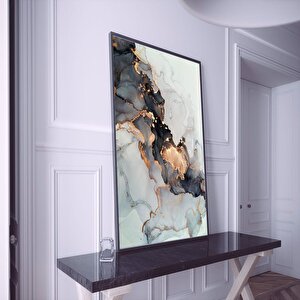 Mermer Yağlı Boya Dokulu Tablo Gümüş Çerçeve 90x120 cm