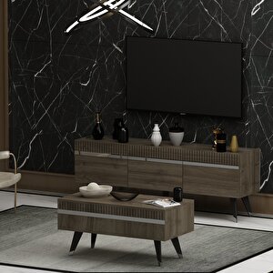 Defnedh Lazer Desenli̇ Orta Sehpa Cevi̇z Gümüş Ceviz