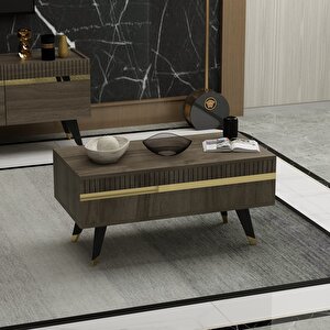 Defnedh Lazer Desenli̇ Orta Sehpa Cevi̇z Altin Ekru