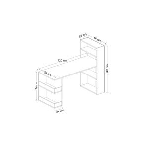 Ni̇rvanadh 120x60 Ki̇taplikli Çalişma Masasi Antrasi̇t Safi̇rmeşe
